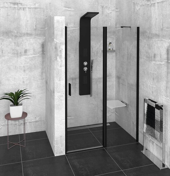Polysan Polysan, ZOOM LINE BLACK negyedkör alakú zuhanyparaván 900x900mm, átlátszó üveg, bal, ZL2615BL