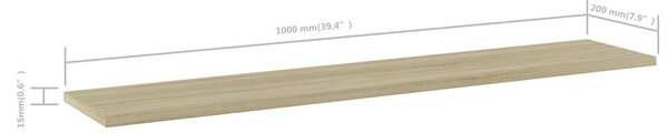 4 db sonoma-tölgy színű forgácslap könyvespolc 100x20x1,5 cm