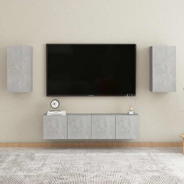 2 db betonszürke szerelt fa TV-szekrény 30,5 x 30 x 60 cm