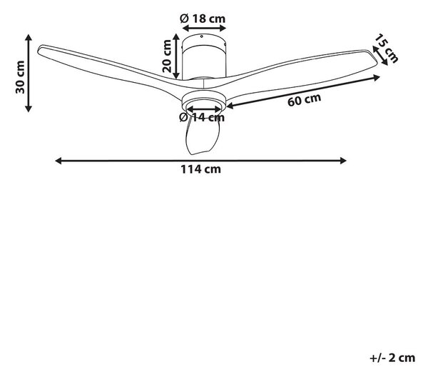 Mennyezeti ventilátor világítással PIAYE Távirányítóval LED Barna