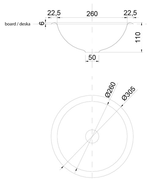 NOFER Sapho, Rozsdamentes mosdó, átmérő 305 mm, 13028.B