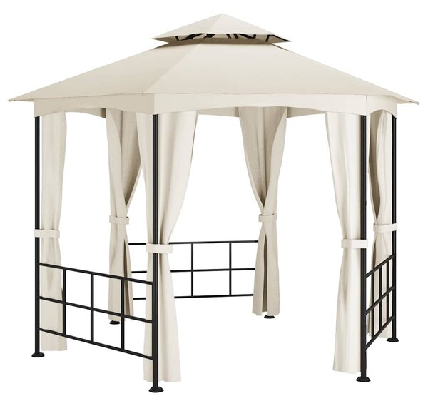 Krémszínű pavilon oldalfalakkal 3,1 x 2,7 m