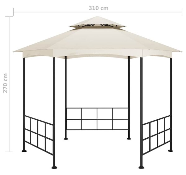 Krémszínű pavilon oldalfalakkal 3,1 x 2,7 m