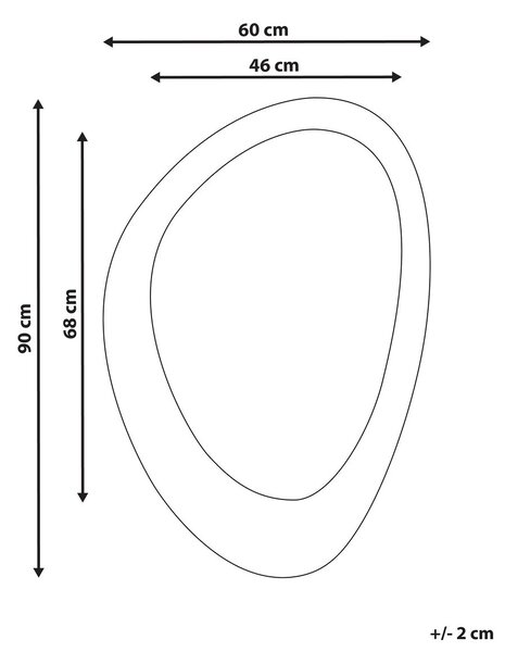 Falitükör AUDES 60 cm 90 cm Bársony Törtfehér