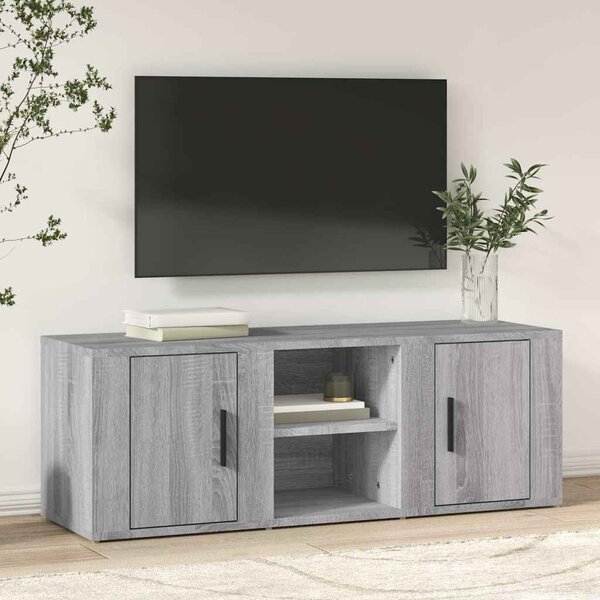 Szürke sonoma színű szerelt fa TV-szekrény 100x31,5x35 cm