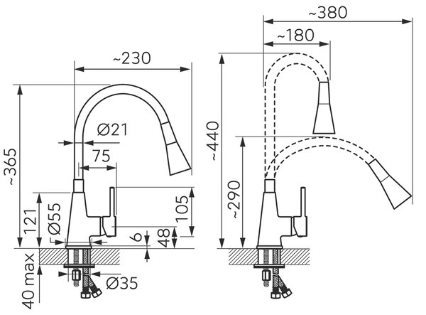 Novaservis Novaservis, Mosogató csaptelep fehér karral és spray-vel, 70720-0B