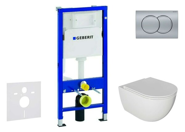 Geberit Duofix - Falra szerelhető szett, Oudee WC és softclose ülőkével, Delta01 gomb, matt króm SANI11CA1125