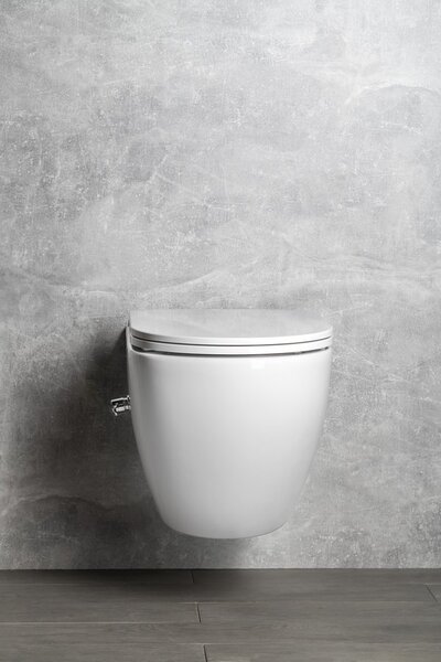Isvea Isvea, INFINITY fali WC csésze Perem nélküli, integrált szelepes és bidé spray 36,5x53 cm, fehér, 10NFS1001I