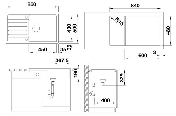 Blanco Legra 6 XL S, szilgránit mosogató 860x500 mm, 1 kamrás, antracit, 523326
