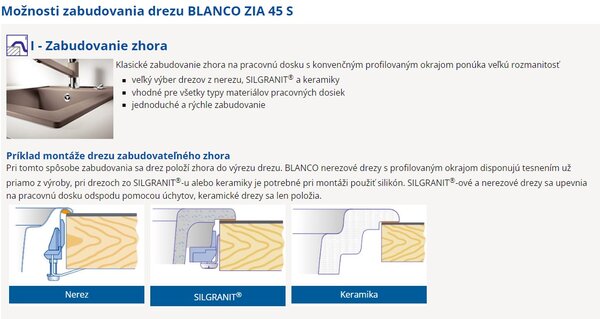 Blanco Zia 45 S, szilgránit mosogató 780x500x190 mm, 1 kamrás, fekete, BLA-526013