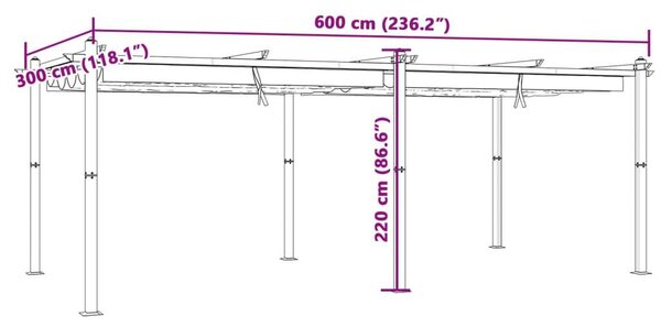 VidaXL Kerti Pavilon - Alumínium - Behúzható Tető - 3x6m