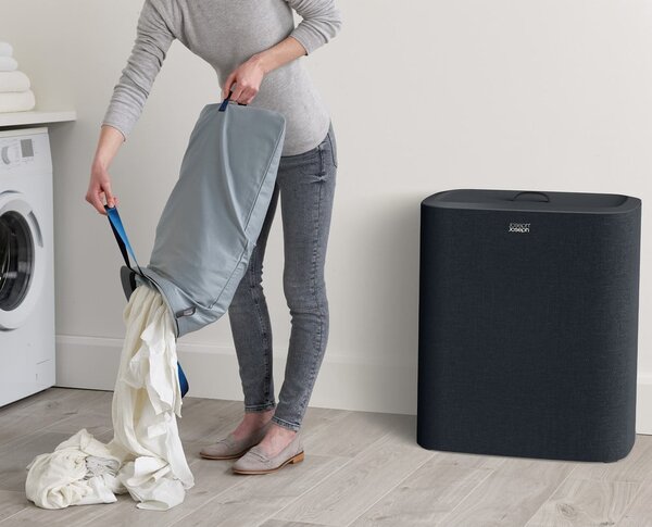 Antracitszürke textil szennyeskosár 3x30 l Tota Trio – Joseph Joseph