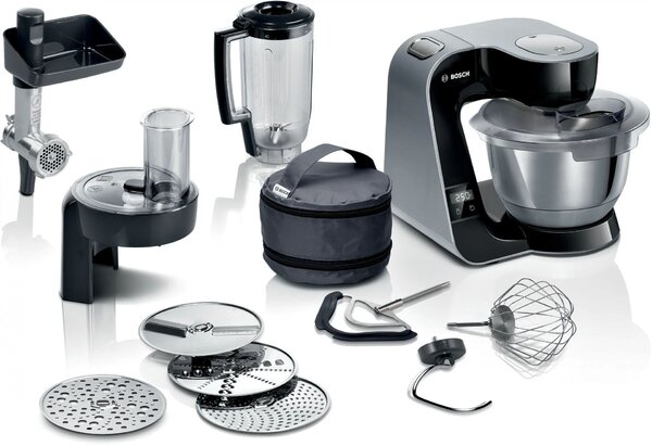 Bosch MUM5XC4E Serie 4 1000 W, 3.9 l, 7 fokozat Fekete-Inox-Átlátszó konyhai robotgép mérleggel