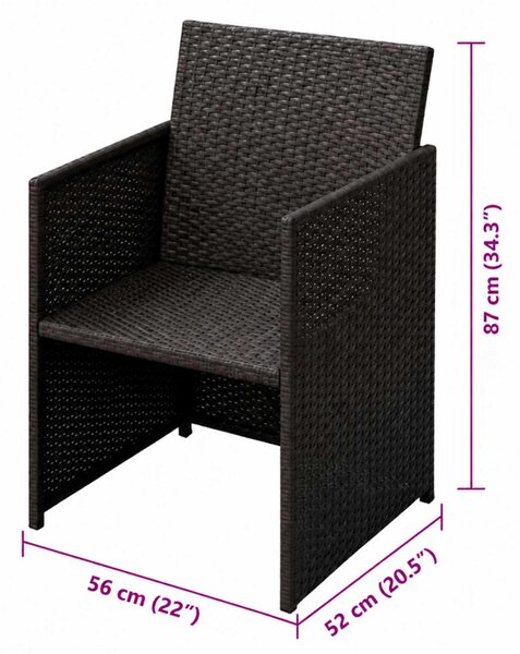 Kerti székek 3 db Barna Poli rattan