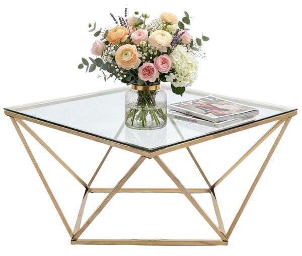 Tutumi Tutumi, üveg dohányzóasztal Glamour 80x80x45 CS-14G, arany, KRZ-06585
