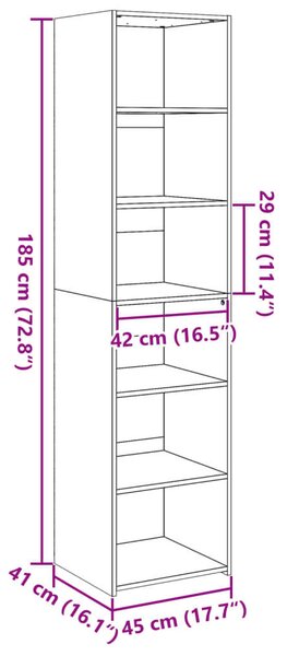 VidaXL szürke sonoma színű szerelt fa magasszekrény 45 x 41 x 185