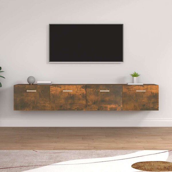 2 db füstös tölgy színű szerelt fa faliszekrény 100x36,5x35 cm