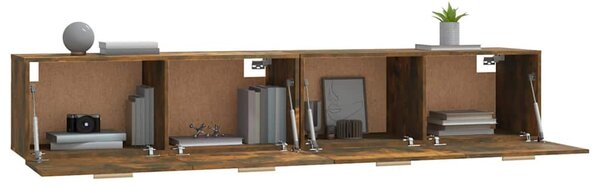 2 db füstös tölgy színű szerelt fa faliszekrény 100x36,5x35 cm