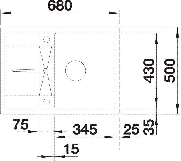 BLANCO METRA 45 S Compact, BLA-519570