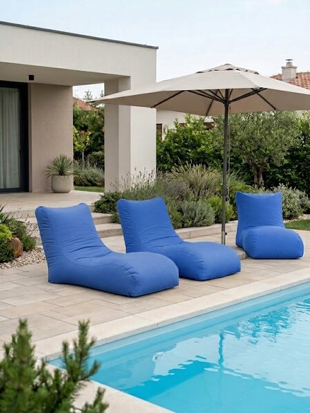 Beantime Sunbed Outdoor PRO babzsákfotel kék 130x70x85 cm