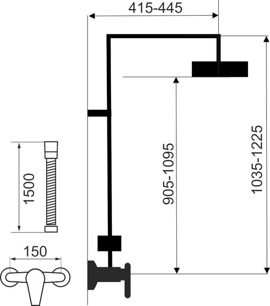 Novaservis Metalia 58, zuhanygarnitúra + termosztatikus zuhanycsaptelep 58962, króm, SET071/TER-0