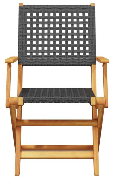 VidaXL 3 részes fekete polyrattan és tömör fa bisztrószett