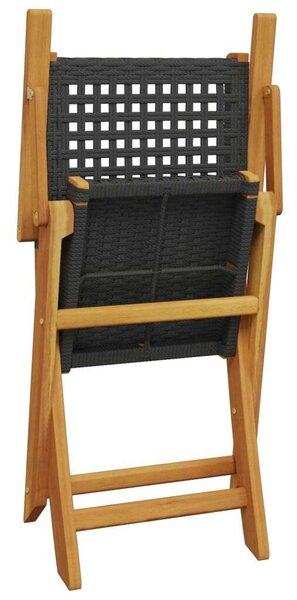 VidaXL 3 részes fekete polyrattan és tömör fa bisztrószett