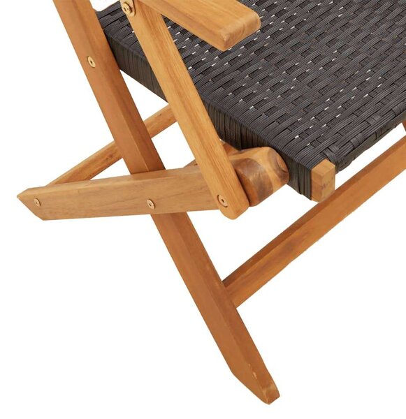 VidaXL 3 részes fekete polyrattan és tömör fa bisztrószett