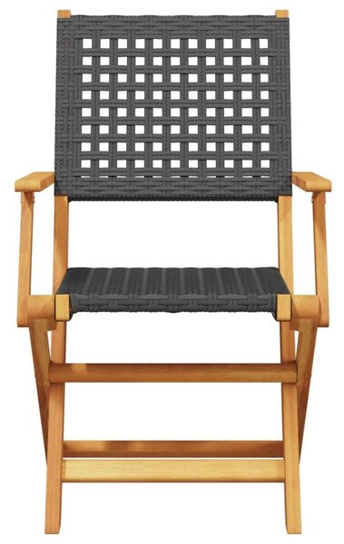 VidaXL 3 részes fekete polyrattan és tömör fa bisztrószett