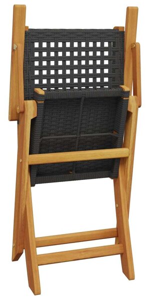 VidaXL 3 részes fekete polyrattan és tömör fa bisztrószett