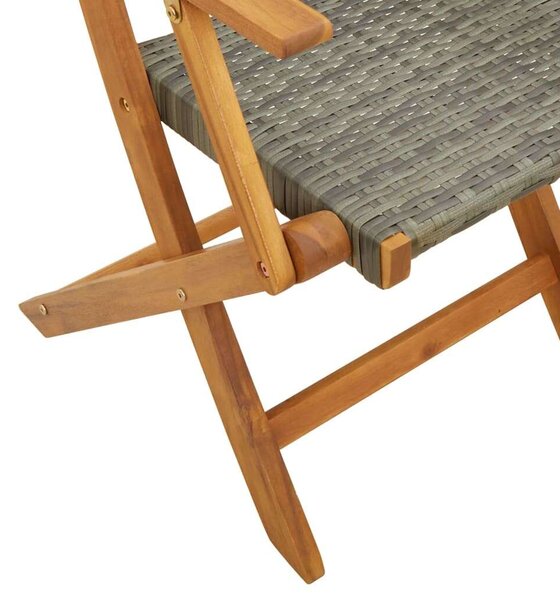 VidaXL 3 részes szürke polyrattan és tömör fa bisztrószett