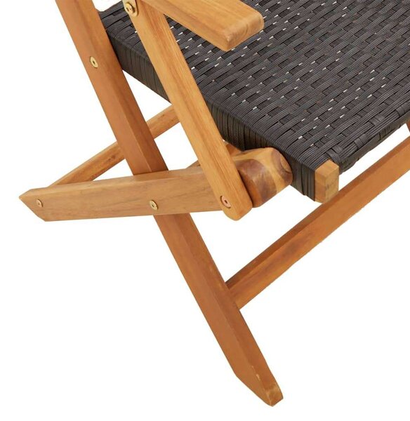VidaXL 3 részes fekete polyrattan és tömör fa bisztrószett