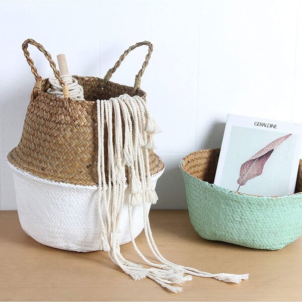 Tutumi Tutumi, natúr kosár Boho 32x32x28 cm 381181B, barna-fehér, HOM-06660