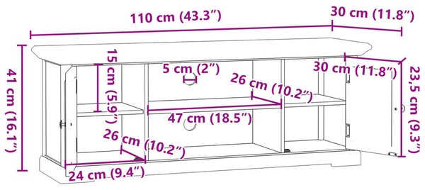 VidaXL Fehér Fa TV-Szekrény - 110cm