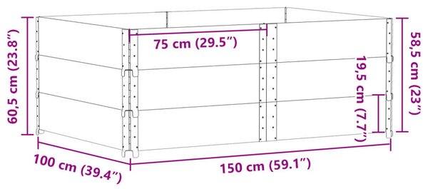 VidaXL szürke tömör fenyőfa kerti növénytartó 150 x 100 cm