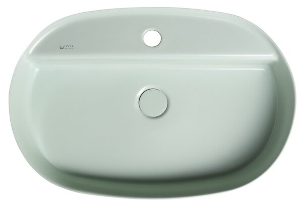Isvea Isvea, INFINITY OVAL kerámia munkalap mosogató, 60x40 cm, matt zöld menta, 10NF65060-2T