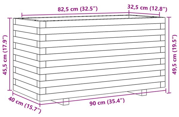 VidaXL Fenyőfa Virágtartó - 90x40x50 cm