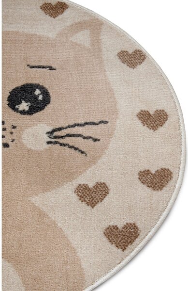 Bézs gyerek szőnyeg ø 100 cm Cat – Hanse Home