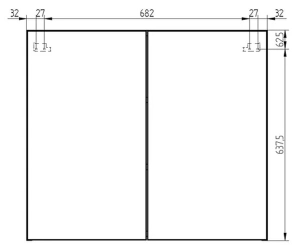 Mereo Mereo, Aira, fürdőszoba konyha 60 cm vagy 80 cm, tükör szekrény, 2x ajtók, kronberg tölgy, MER-CN717GD