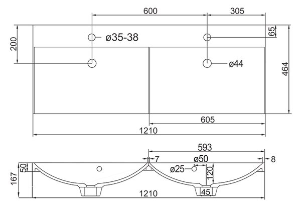 Mereo Mailo fürdőszobai szekrény öntött márvány mosdóval 121 cm fehér MER-CN513M