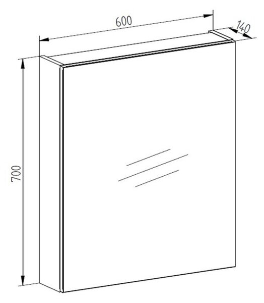 Mereo Mereo, Aira fürdőszoba konyha 60 cm, tükör szekrény, Halifax tölgy, MER-CN715GH
