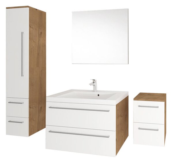 Mereo Mereo, Bino, fürdőszoba szekrény 121 cm, fehér-tölgy arlington, MER-CN673S