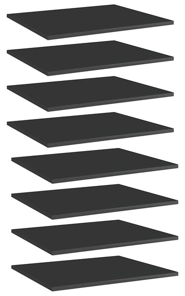 8 db magasfényű fekete szerelt fa könyvespolc 60 x 50 x 1,5 cm