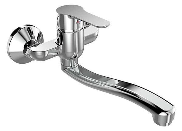 Mereo Mereo, Falra szerelhető mosogatócsaptelep, Zuna, ívelt lapos karral 210 mm, króm, MER-CB301AZ