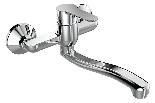 Mereo Mereo, Mosogató fali csaptelep, Zuna, lapos hajlított karral 210 mm, króm, MER-CB301Z