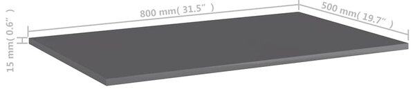 4 db magasfényű szürke forgácslap könyvespolc lap 80x50x1,5 cm