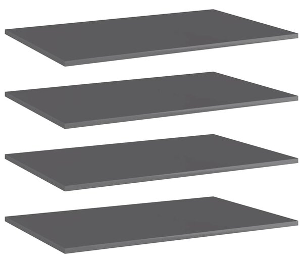 4 db magasfényű szürke forgácslap könyvespolc lap 80x50x1,5 cm
