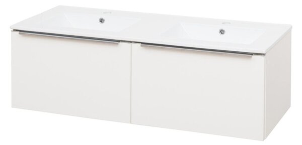 Mereo Mereo, Mailo, fürdőszoba szekrény kerámia mosdóval 121 cm, fehér, MER-CN518