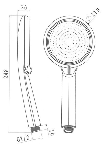 Mereo Mereo, Dita fali kádcsaptelep zuhanyrúddal, tömlővel, kézi- és lapzuhannyal slim o200 mm, MER-CBE60101SCD