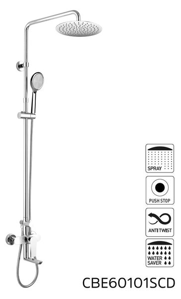 Mereo Mereo, Dita fali kádcsaptelep zuhanyrúddal, tömlővel, kézi- és lapzuhannyal slim o200 mm, MER-CBE60101SCD
